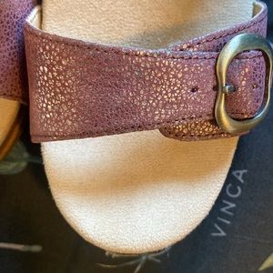 Sophie Iridescent Rose Dansko clogs.